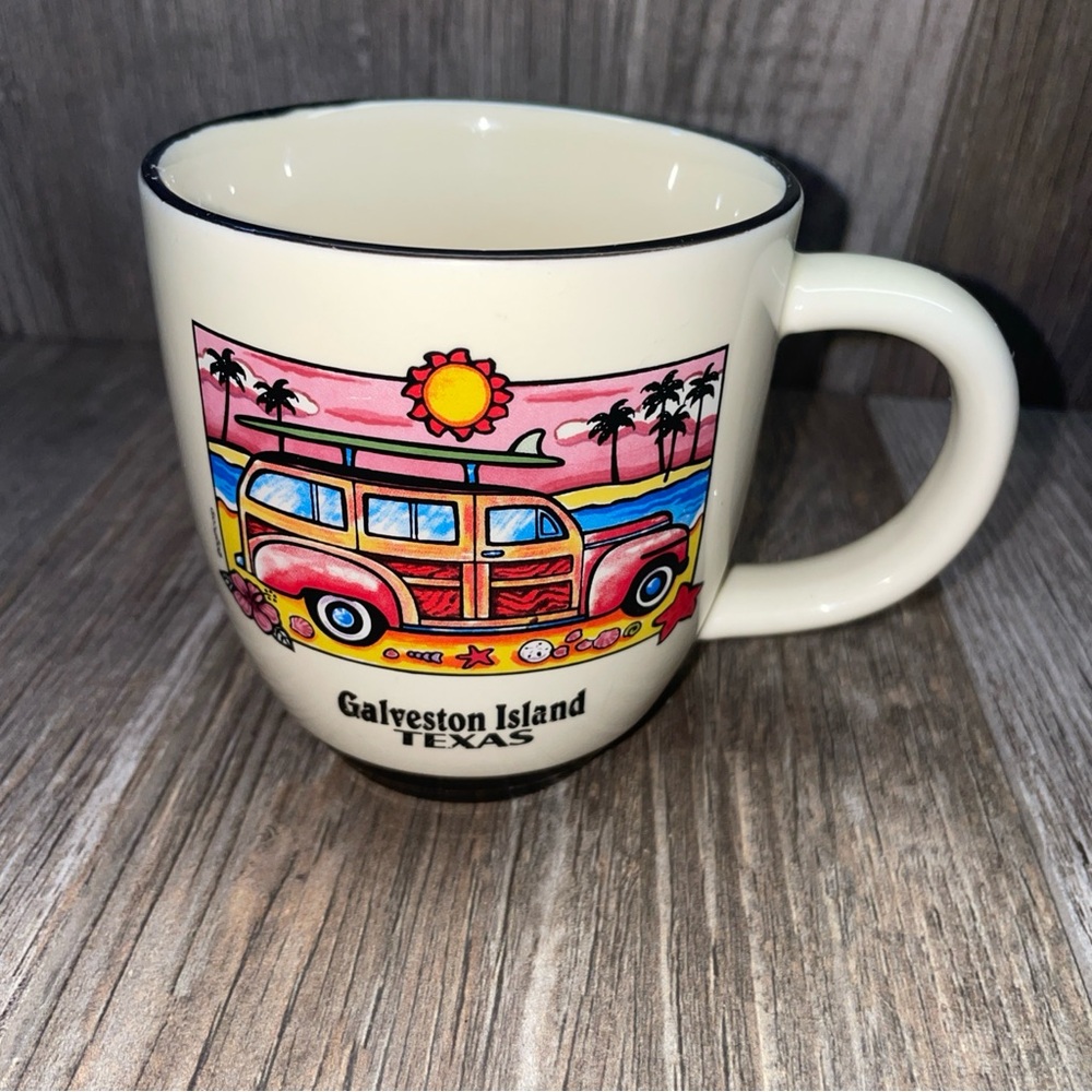 Woody Car Coffee Cup Mug Surfboard Surfing Galveston Island Texas Mug Cup